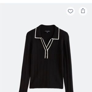 41 Hawthorn Black V-Neck Sweater with White Accents